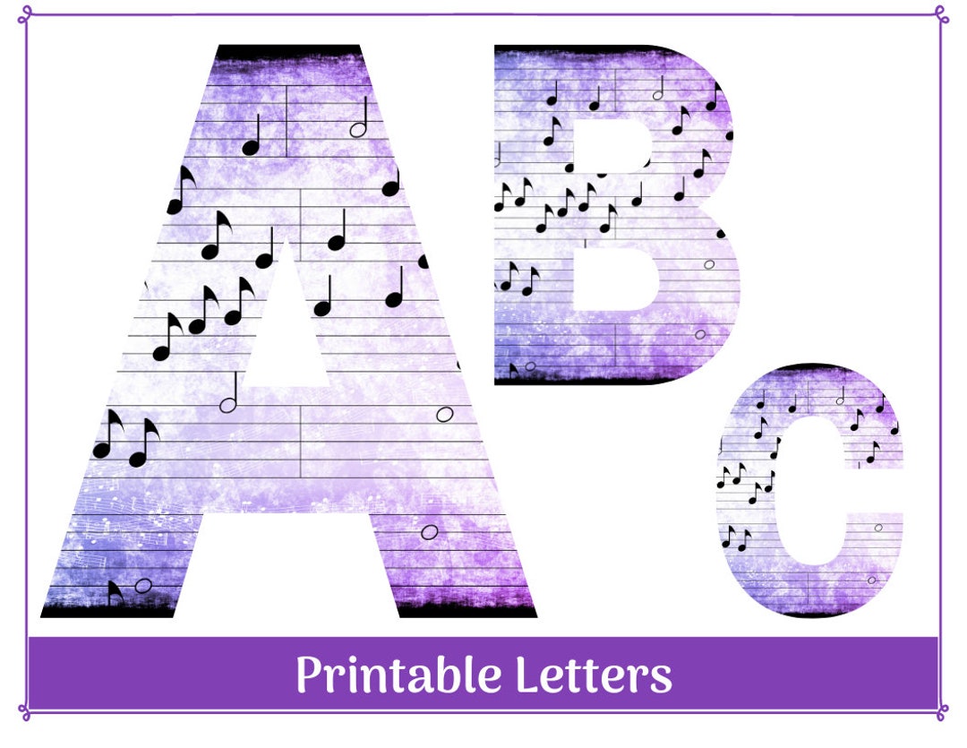 Musical Sheet Music Alphabet Clip Art Letters A-Z | Numbers 0-9 | Banner - Bulletin ...