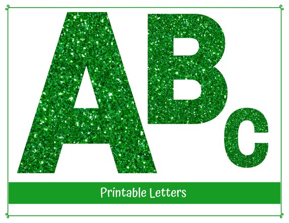 green glitter alphabet clip art uppercase letters a z etsy canada