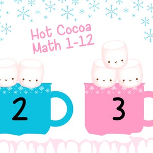 Hot Cocoa and Marshmallow Numbers | Numbers | Preschool Counting and Matching Activities 1-12 | Number Game | Instant Digital Download