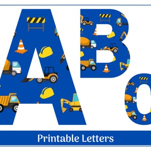 Navy Construction Trucks Alphabet, Number Clip Art | Printable & Resizable Letters | Construction Party Banner | Classroom Alphabet