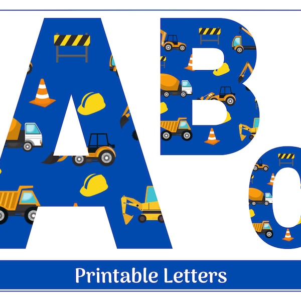 Construction Letters Printable Etsy