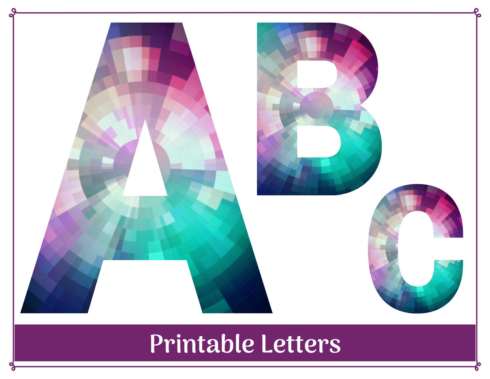 Disco Alphabet Clip Art: Printable Letters & Numbers (digital Download ...