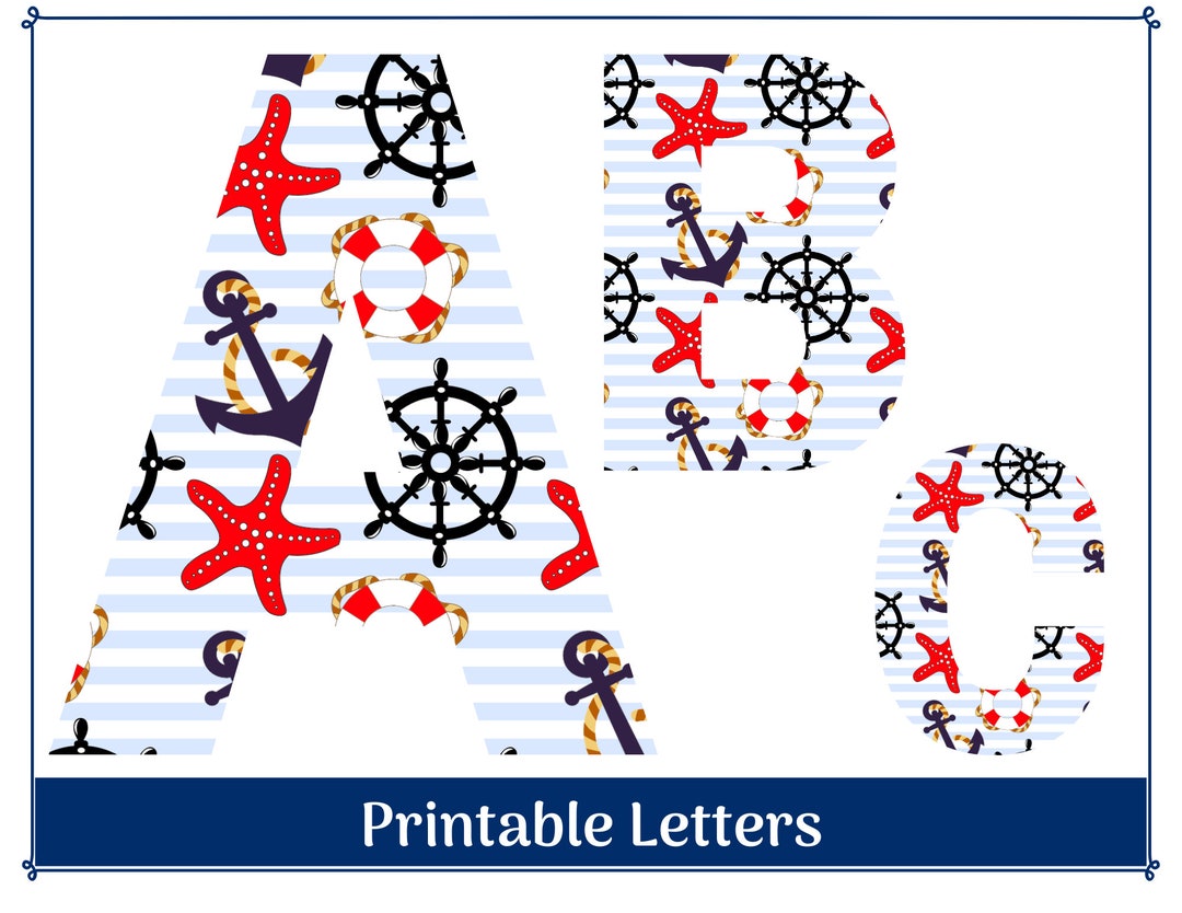 Nautical Alphabet Clip Art Letters A-Z, Numbers 0-9 | Banner, Bulletin ...