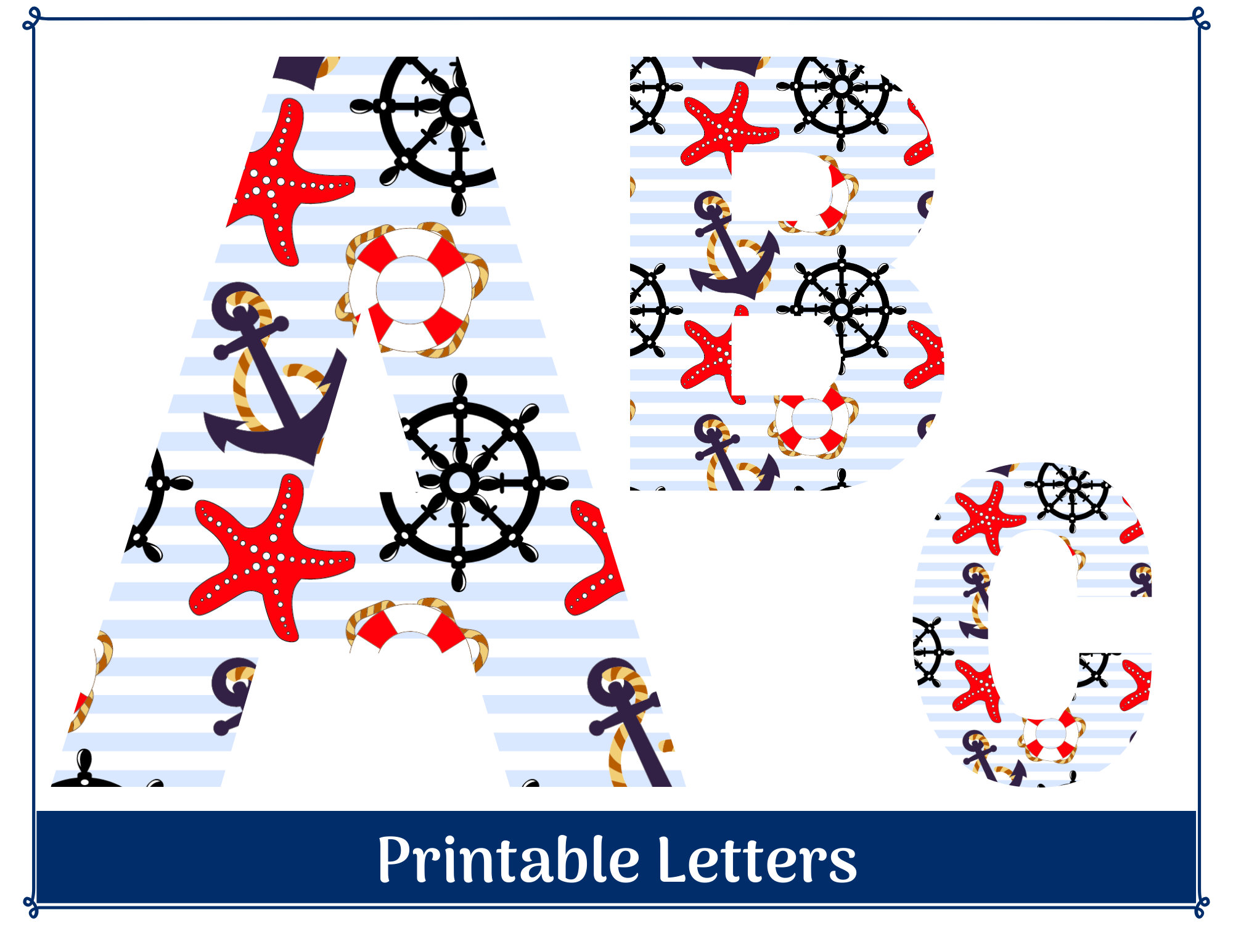 Nautical Alphabet Clip Art Letters AZ Printable & Resizable Etsy India