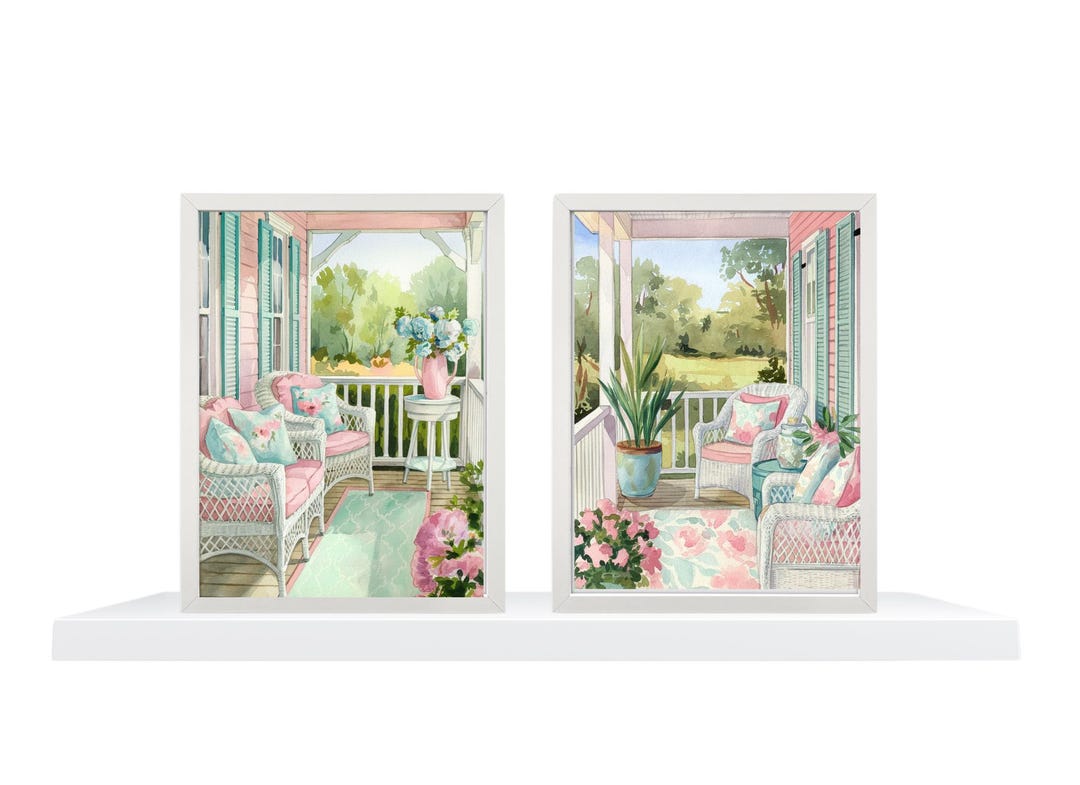 Cottage Chic Porch Prints: Set of 2 Digital Wall Art (JPG Download, 3 ...