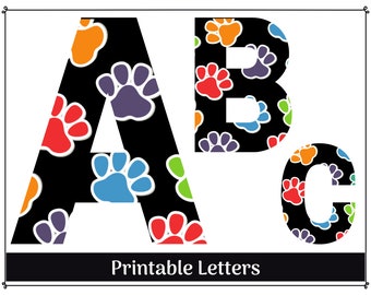 paw print alphabet clip art letters a z printable etsy