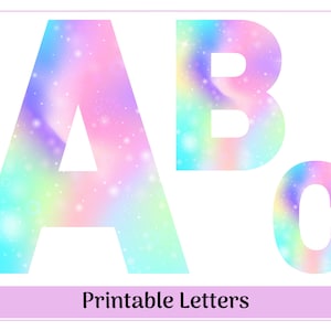 Lettres de l'alphabet licorne de A à Z, chiffres de 0 à 9 | Banderole, babillard, scrapbooking, lettres et chiffres par sublimation
