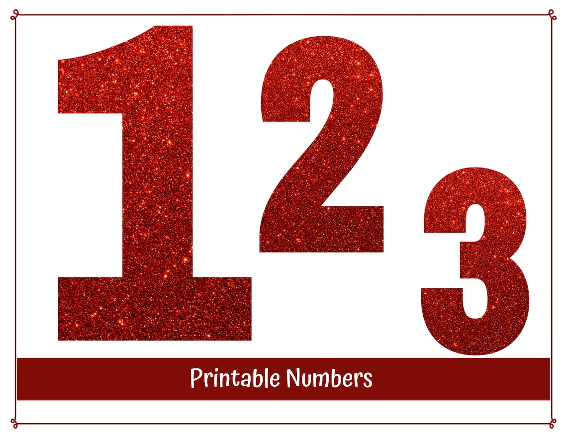 Red Glitter Clip Art Numbers 0-9 Printable and Resizable | Etsy