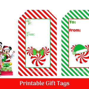 Peppermint Mickey & Minnie Inspired Christmas Gift Tags | DIY Printable Holiday Labels | Gift Tags