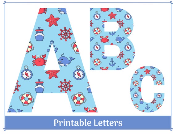 nautical boat crab alphabet clip art letters a z printable etsy