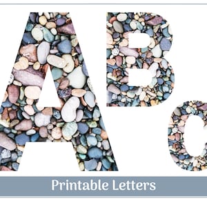 Letras de clipart com tema de geologia de rocha letras A-Z | Números 0-9 | Banner Imprimível - Boletim - Scrapbooking – Cartas por Sublimação