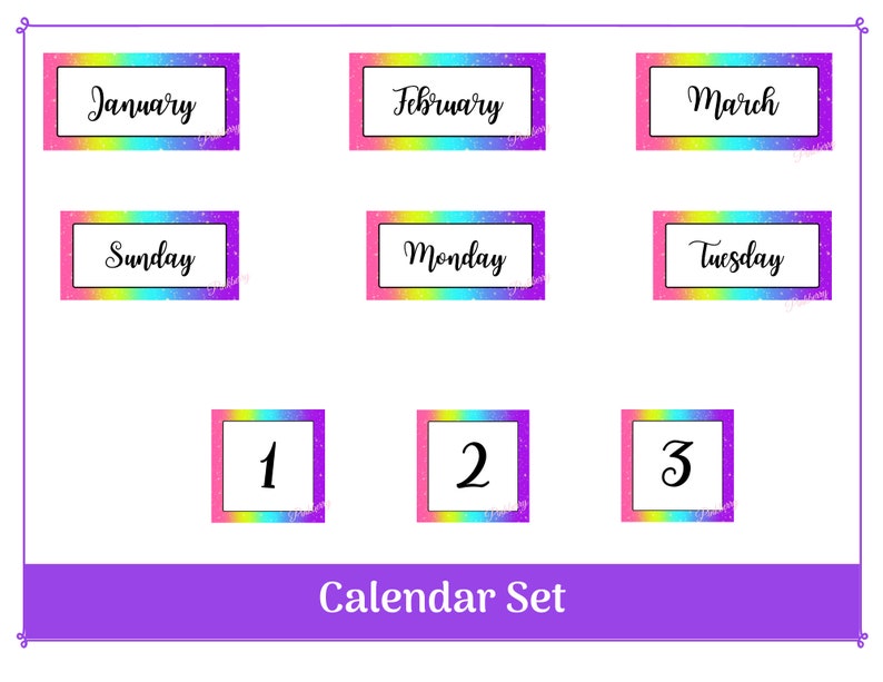 Classroom Calendar Rainbow Printable & Resizable Calendar - Etsy