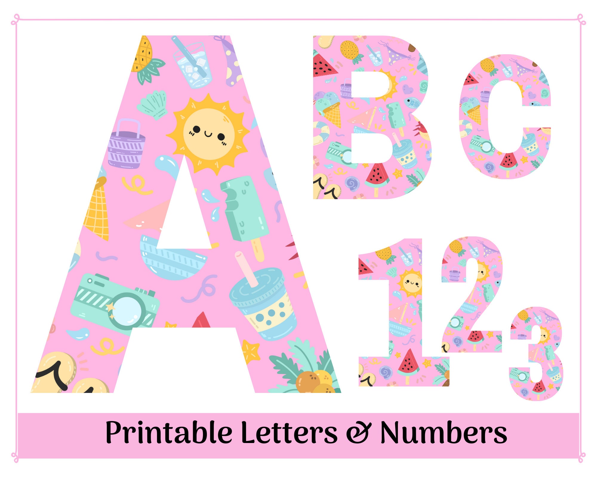 Diw Letters Summer Alphabet Clip Art Letters A-Z & Numbers (digital Download) - Etsy