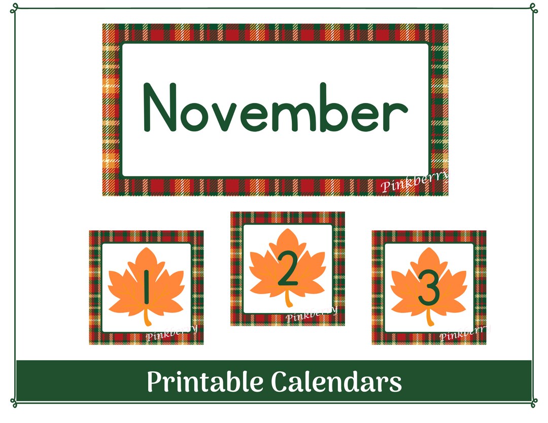 November Classroom Calendar Header and Numbers| Printable & Resizable ...