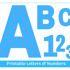 Letras do alfabeto rosa e azul de A a Z, números de 0 a 9 | Banner, quadro de avisos, álbum de recortes, letras/números de sublimação