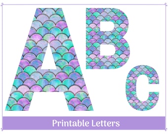 Mermaid Scales Alphabet | Uppercase A-Z | Numbers 0-9