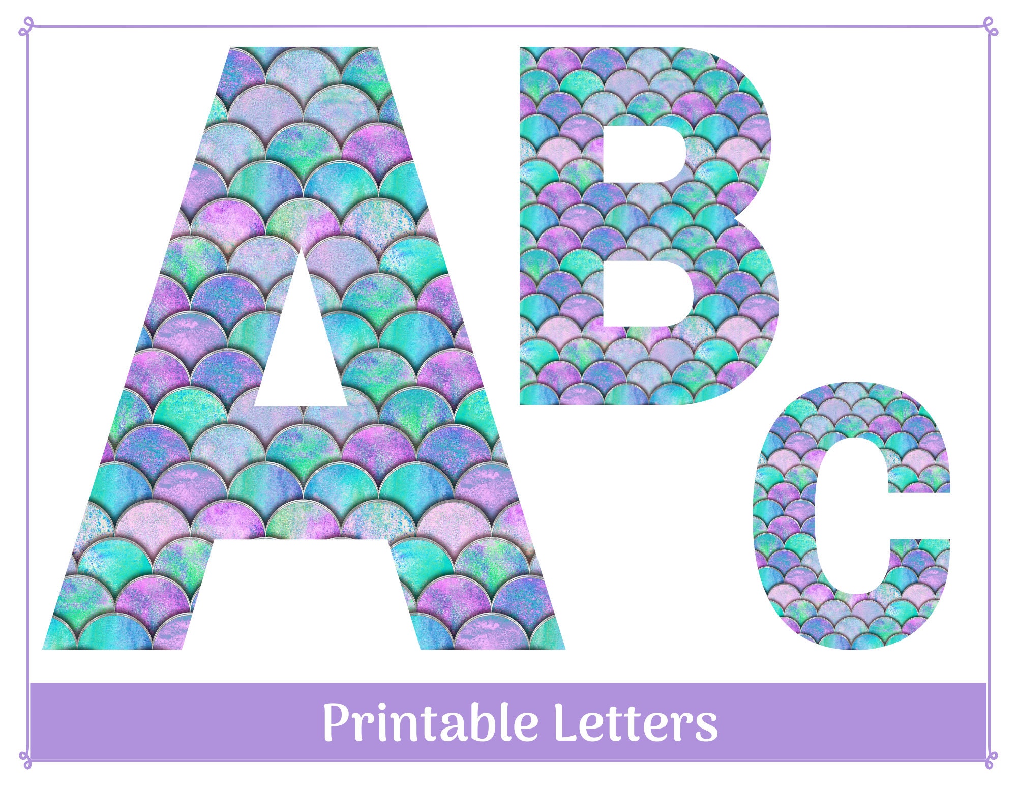 mermaid alphabet clip art letters a z printable resizable etsy israel