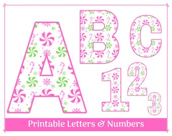 Pink Christmas alfabet letter en cijfer illustraties | DIY-banner | Afdrukbare bulletinboardset