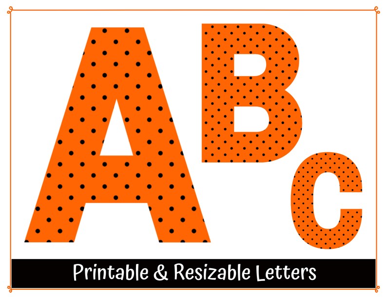 orange and black polka dot alphabet clip art resizable etsy