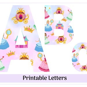 Alphabet princesse clip art lettres de A à Z et chiffres de 0 à 9 | Lettres imprimables et redimensionnables | Bannière - Bulletin - Scrapbooking - Sublimation