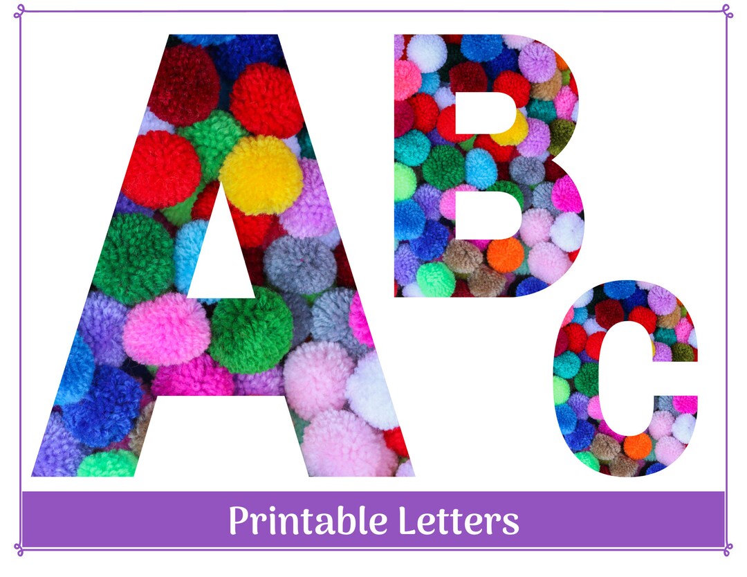 Pom Pom Alphabet Letters AZ, Numbers 09 Banners, Bulletin Board