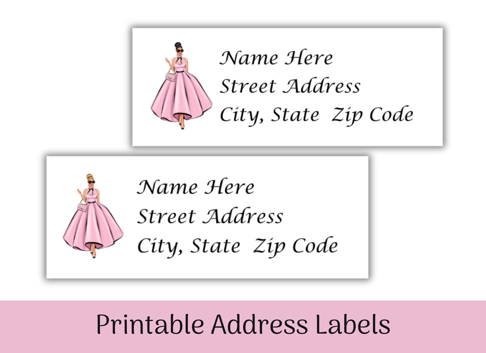Paris Fashion Model Return Address Labels | Teen Labels | Debutante Ball Labels | Gift Tags | Printable Template | Instant Digital Download
