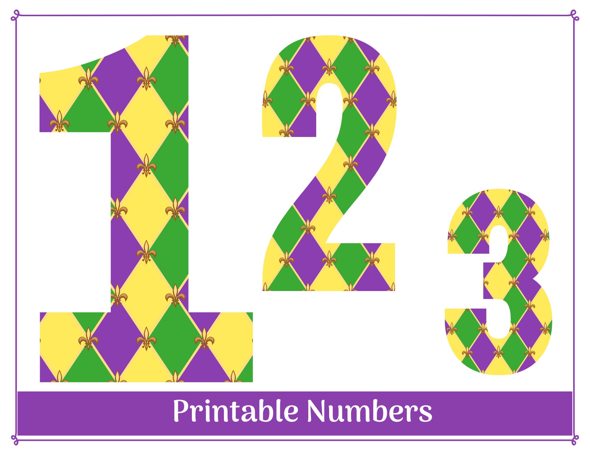 mardi gras numbers 0 9 clip art printable resizable etsy