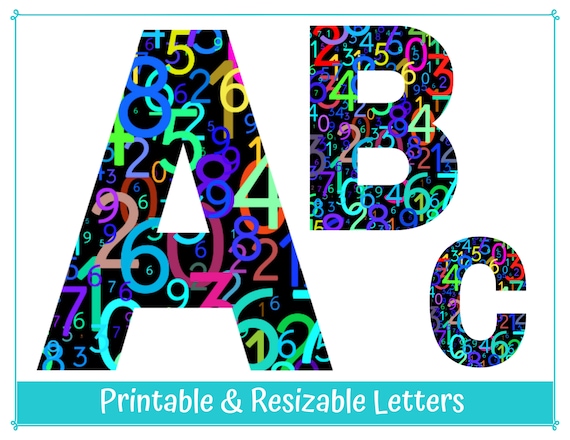 math themed printable alphabet letter clip art digital etsy