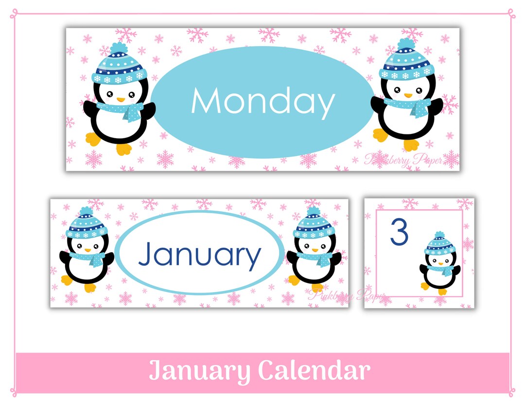 January Classroom Calendar Header and Numbers| Printable & Resizable ...