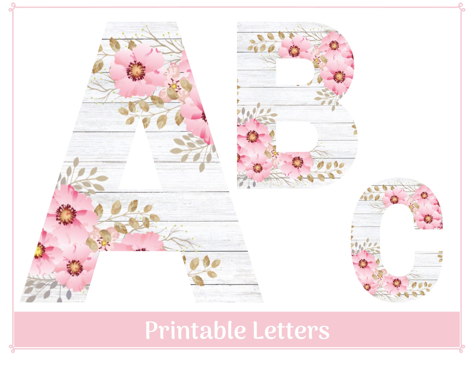 Imágenes prediseñadas de letras y números de cabañas florales (descarga ...