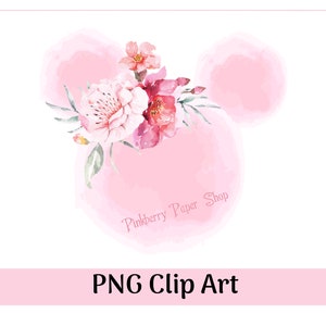 Pink Floral Minnie Watercolor Clip Art | Printable and Resizable Sublimation Clip Art
