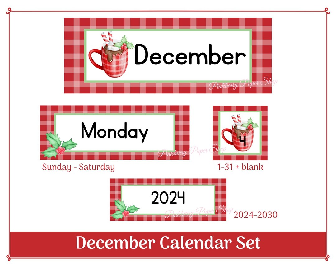 December Classroom Calendar Header and Numbers| Printable & Resizable ...