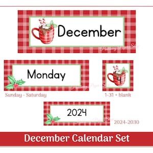 Koptekst en cijfers klaskalender december| Afdrukbare en aanpasbare kalenderkoppen en -nummers 1-31 | Schoolkalender