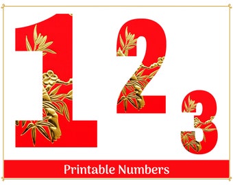 red chinese numbers printable resizable decorative numbers etsy