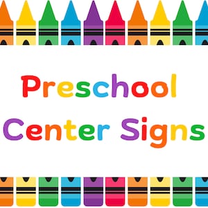 Rainbow Crayon Preschool Center Signs | Set of 15 Printable Classroom Labels | Instant Download