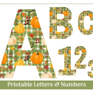 Fall Pumpkins and Leaves Alphabet Letters & Numbers Clip Art | Fall Banner, Bulletin Board Letters | Classroom Alphabet | Instant Download