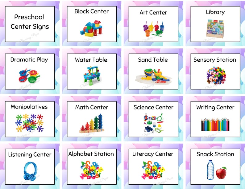Pastel Classroom Center Signs: Printable Labels for Preschool (PDF ...