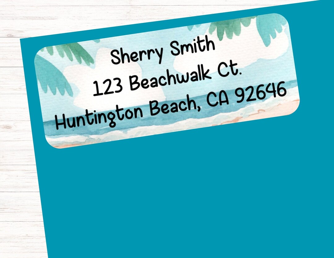 Tropical Beach Return Address Labels Coastal Labels Florida Palm Tree