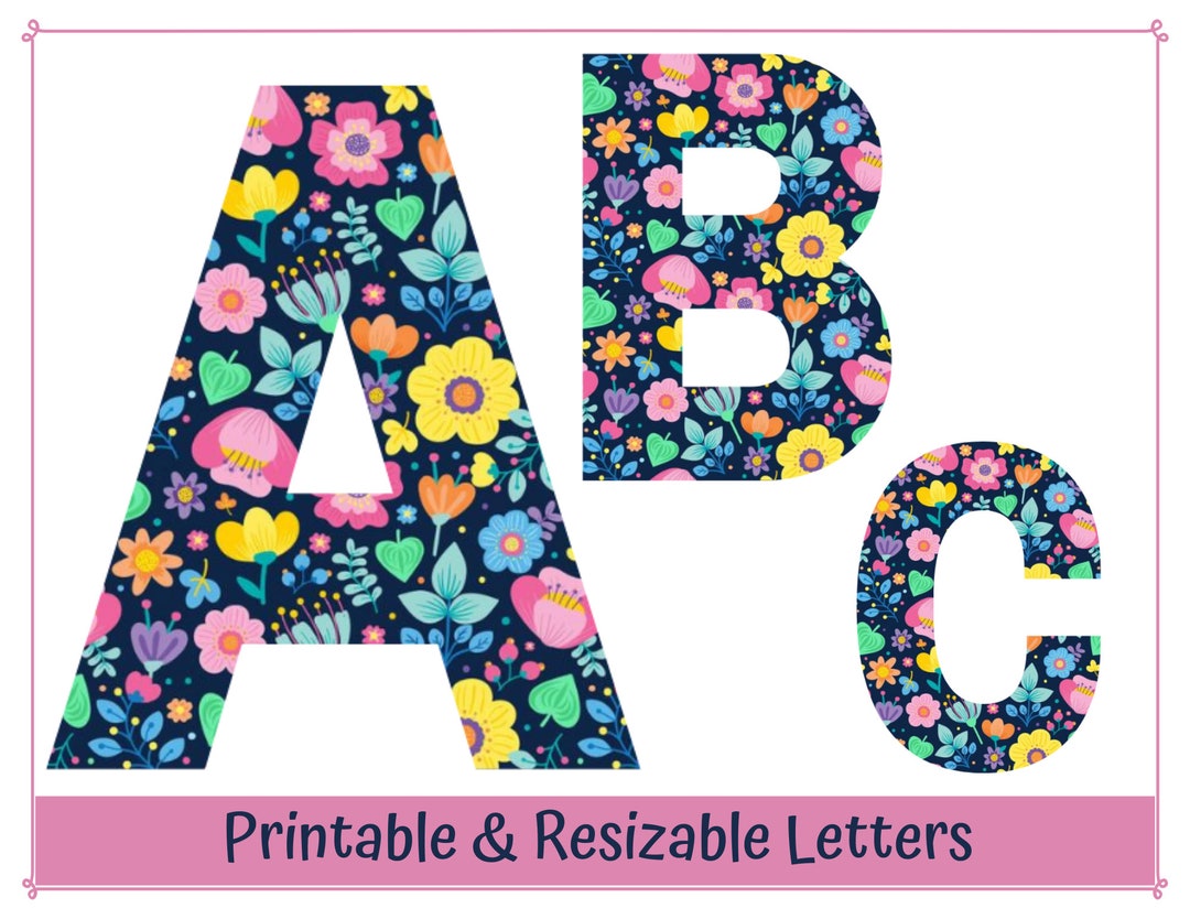 Navy Blue and Floral Alphabet Letter Clip Art Printable - Etsy