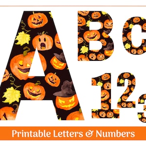Clipart Halloween lettres et chiffres de l'alphabet | Numéros imprimables et redimensionnables | Bannière - Tableau d'affichage - Numéros à sublimation