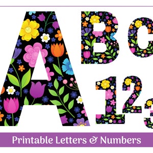 Bright Floral Bulletin Board Letters & Numbers | Uppercase A-Z and Numbers 0-9 | DIY Banner - Scrapbooking - Sublimation