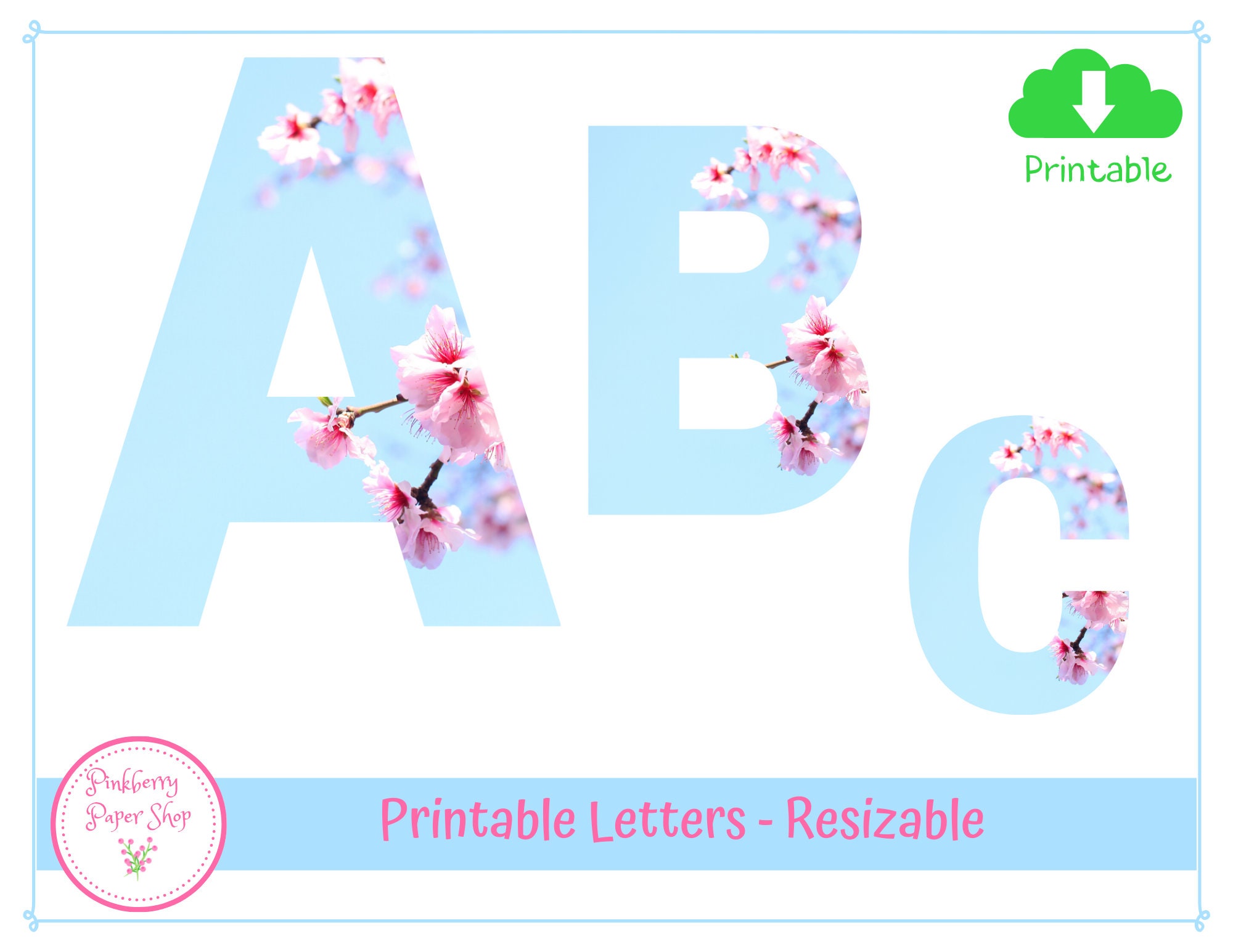 spring floral printable letters scrapbooking bulletin etsy