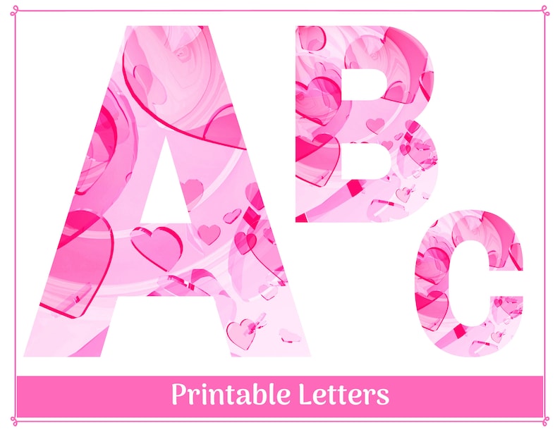 Pink Heart Printable Alphabet Letter Clip Art Resizable - Etsy