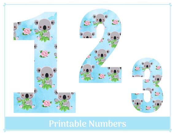Koala Clip Art Numbers Printable & Resizable Numbers - Etsy