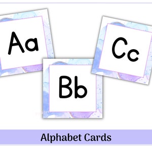 Purple and Blue Marbled Alphabet Cards | Digital Alphabet Letters | Classroom Alphabet Cards | Resizable & Printable