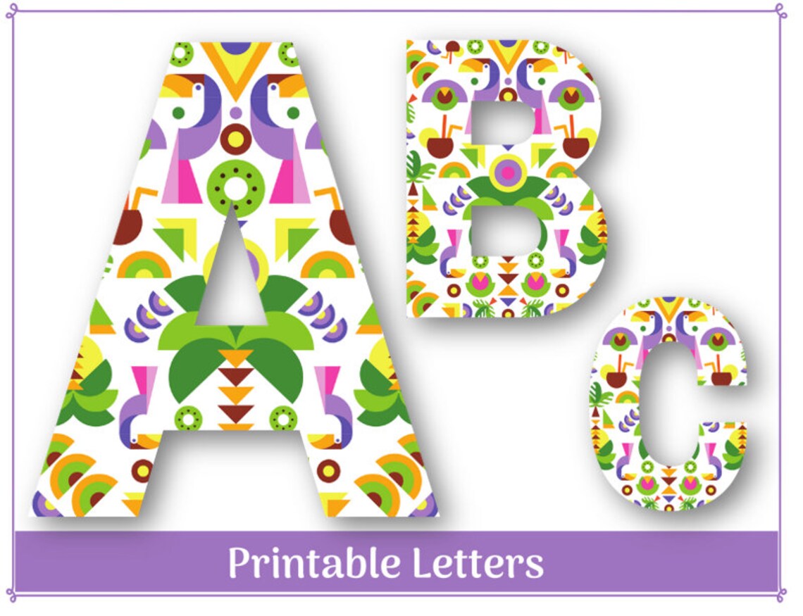 Rainforest Alphabet Clip Art Printable Uppercase AZ Letters Etsy