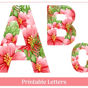 Pink Tropical Alphabet Clip Art | Uppercase Letters A-Z | Preppy DIY Banner Letters | Instant Digital Download