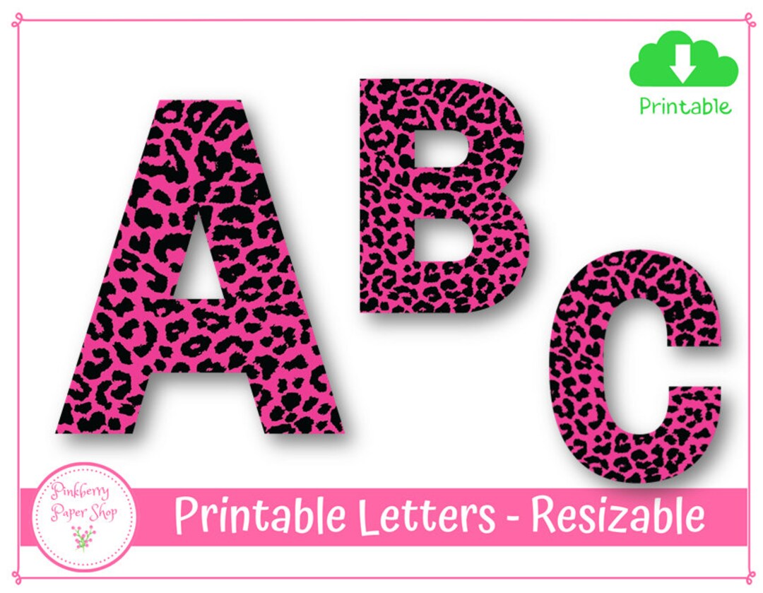 Pink and Black Cheetah Alphabet Letters Printable INSTANT - Etsy