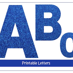 Blue Glitter Alphabet Letters A-Z, Numbers 0-9 | Printable Banner, Bulletin Board Sets, Scrapbooking & Sublimation Clip Art Letters