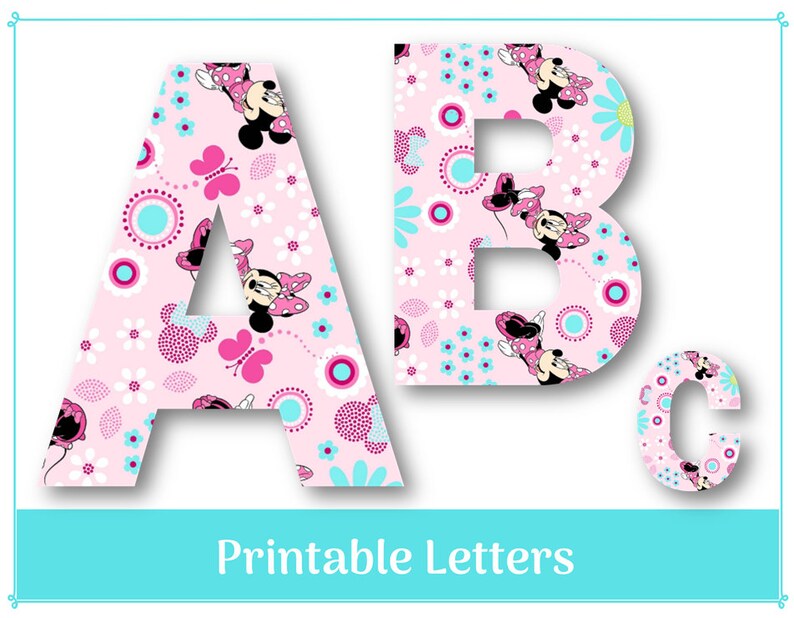 Resizable Scrapbooking And Bulletin Board Letters Pink Minnie Mouse Printable Banner Letters Capital A Z Home Living Home Decor Vadel Com